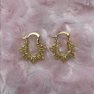 Gold Plated Brass Nickel Free Starburst Earrings | Aprx. 1 inch